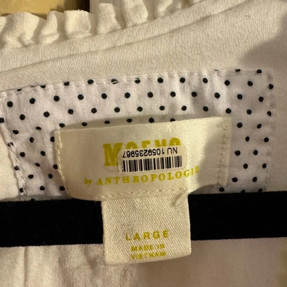 Maeve Anthropologie Puff-Sleeve Corset Linen Midi Dress - White Size Large - Picture 8 of 16